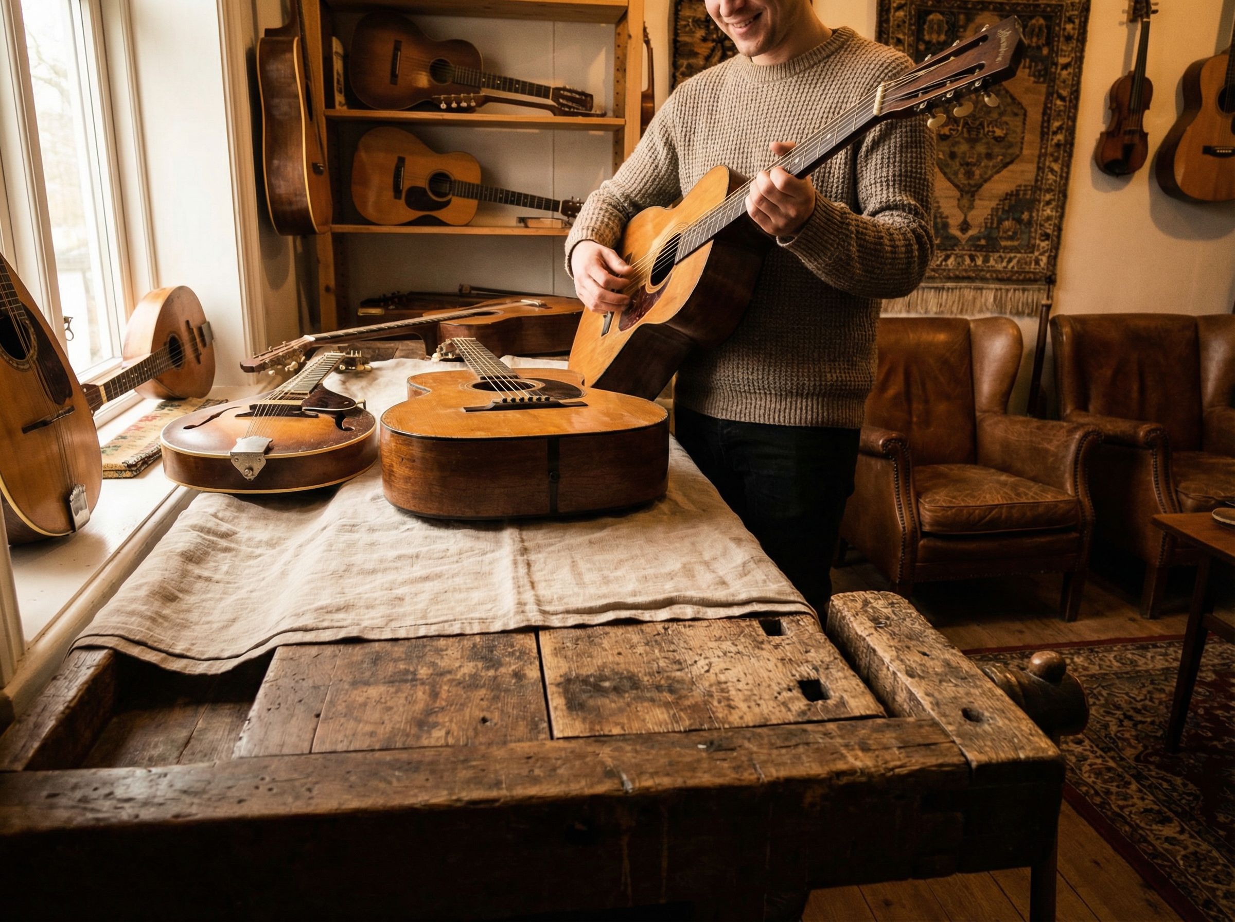 gallery-01 Woman posing in elegant lingerie beside a lamp and books, exuding confidence and style.