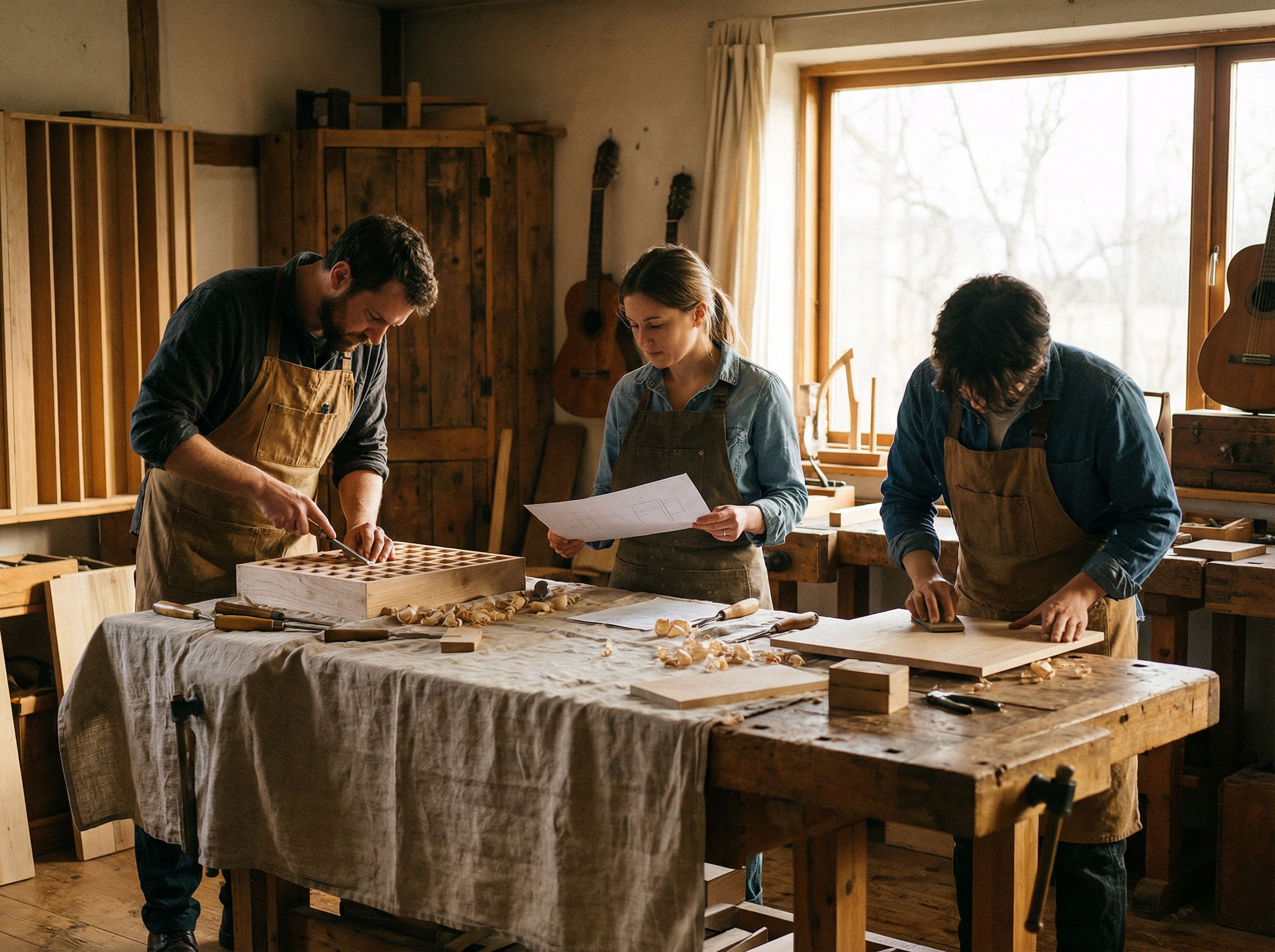 gallery-04 Blonde woman with star ornament celebrating Christmas by the cozy fireplace.